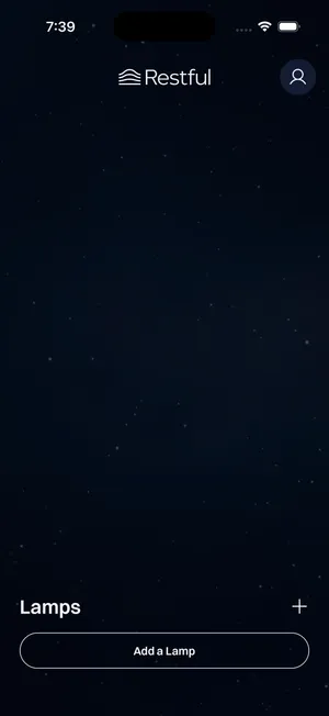 MyRestful App home screen with the Add a Lamp button